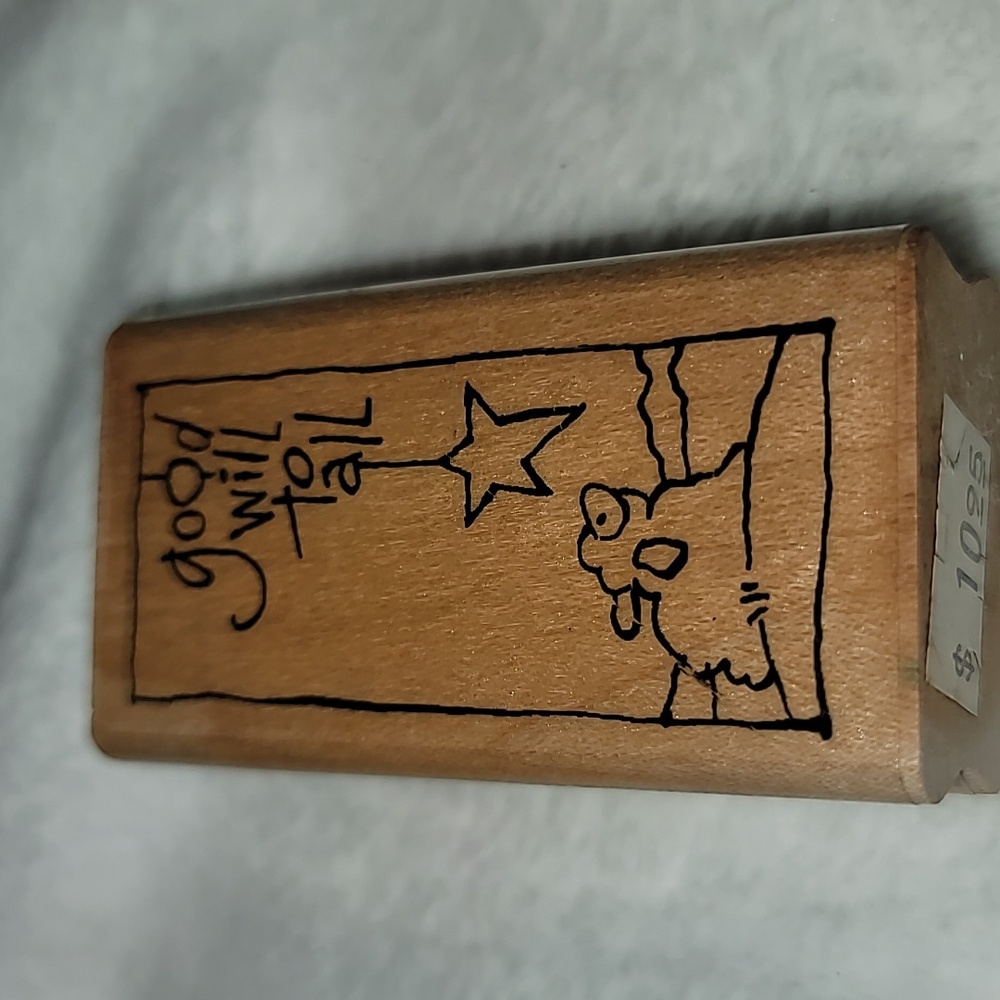 Phrase:Good Will To All,Wooden Rubber Stamp